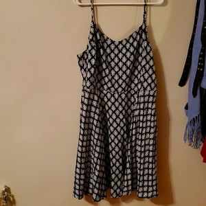 Black and white print fit and flare dress